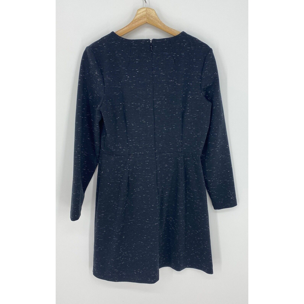 Madewell Women's Sz 12 Gia Marled Long Sleeve Black Dress 1738
